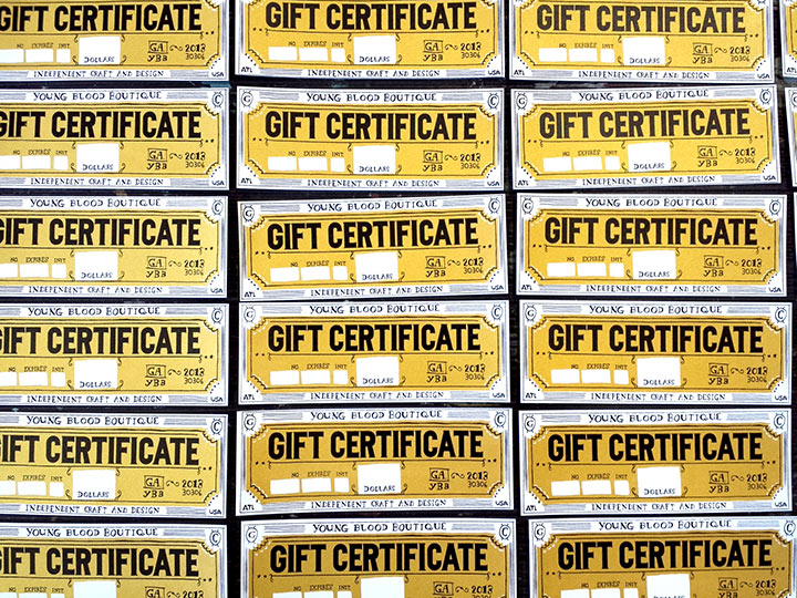Gift Certificates for Young Blood Boutique