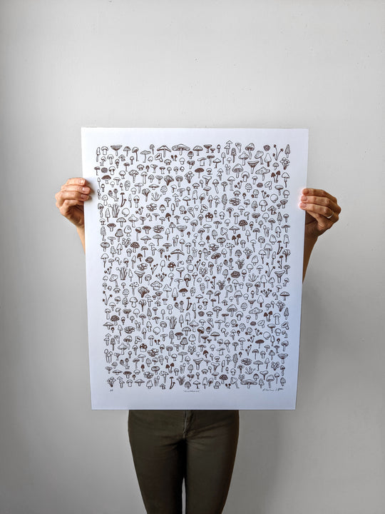 Little Brown Mushrooms Print by Brainstorm