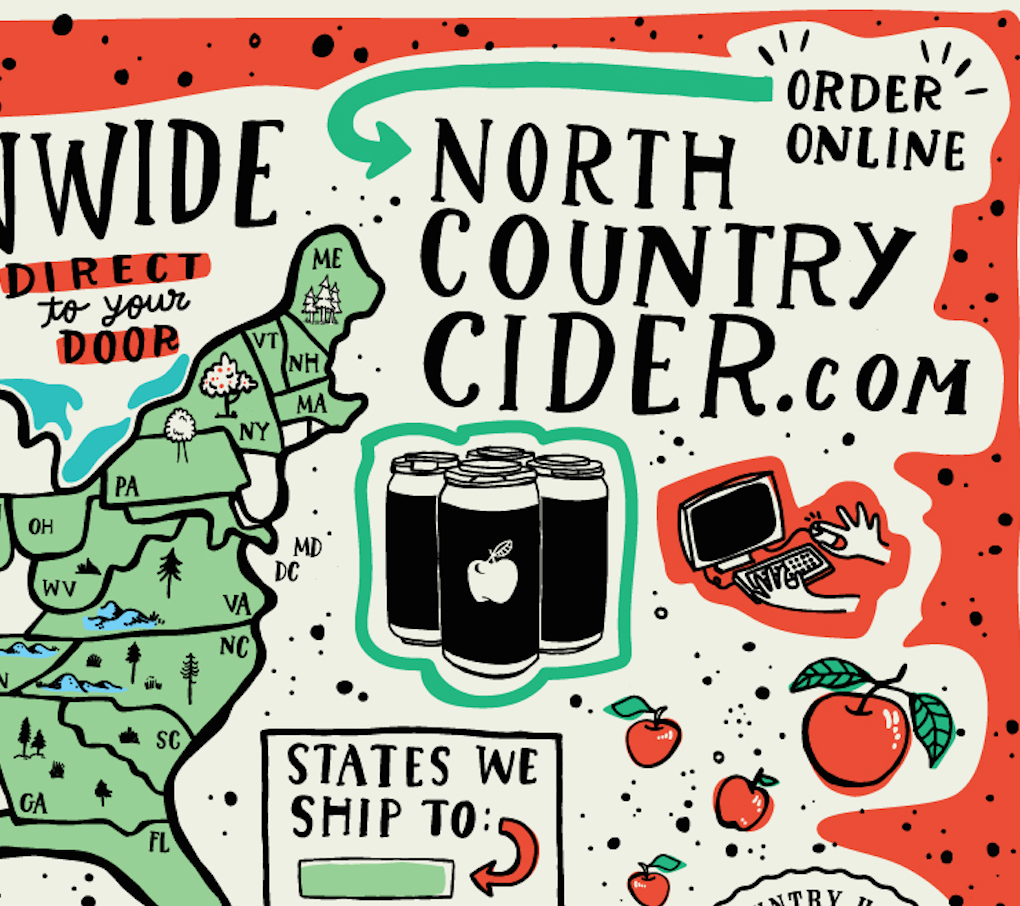 Hand Painted Map for North Country Hard Cider