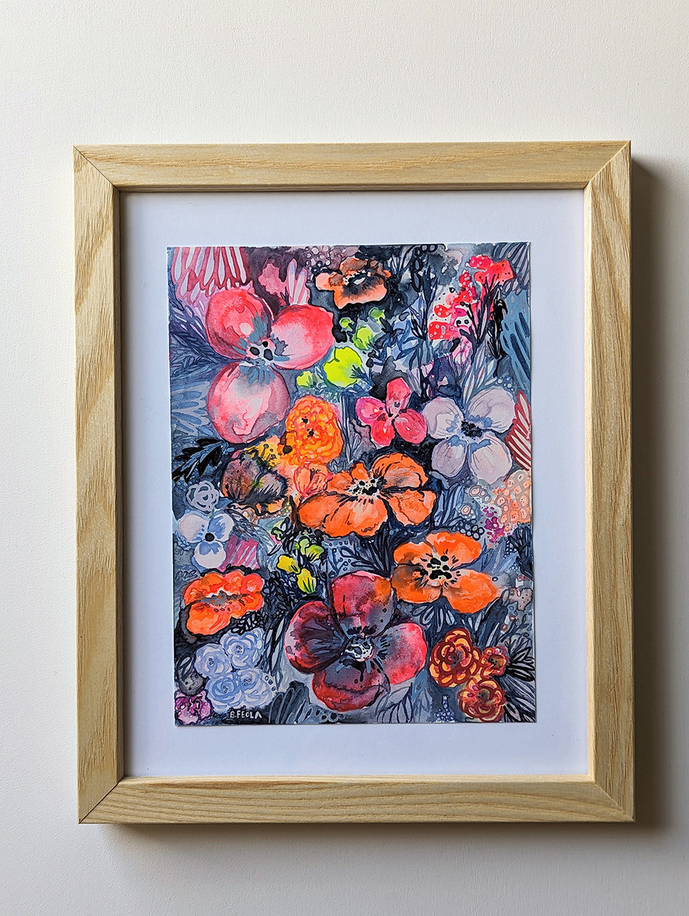 Neon Floral #1 - Original Painting by Briana Feola