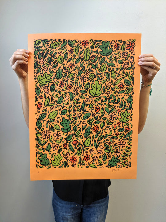 Wild Garden Print on Orange by Brainstorm - Limited Edition of 1