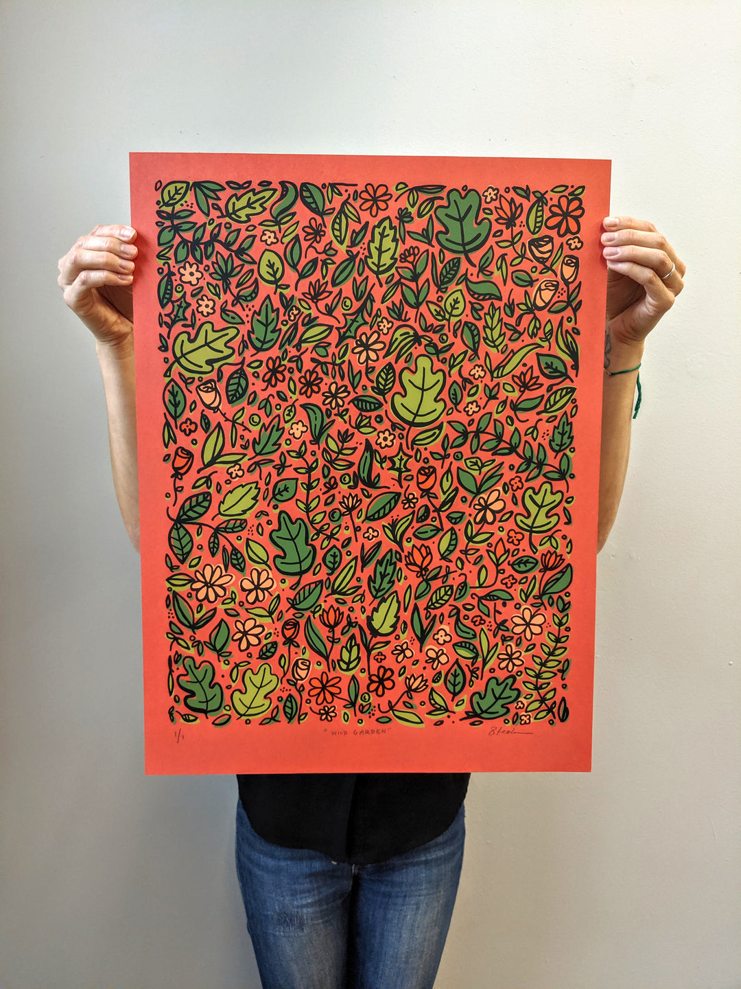 Wild Garden Print on Red by Brainstorm - Limited Edition of 1
