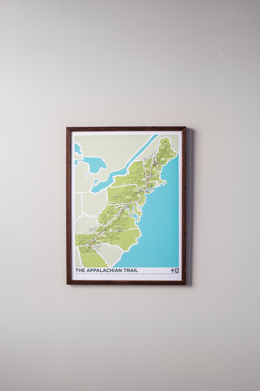 The Appalachian Trail Print by Brainstorm - 2,200 miles - A.T. Trail Map