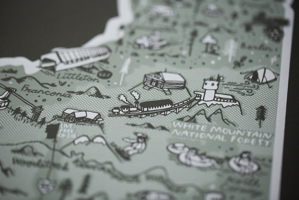 New Hampshire Print by Brainstorm - Visit Dover, White Mountain National Forest, Portsmouth, Lake Winnepesaukee, Keene, North Conway, Littleton, Tamworth, Waterville Valley, Mount Washington