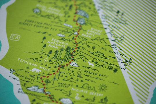 The Pacific Crest Trail Map Print by Brainstorm - PCT Trail Map