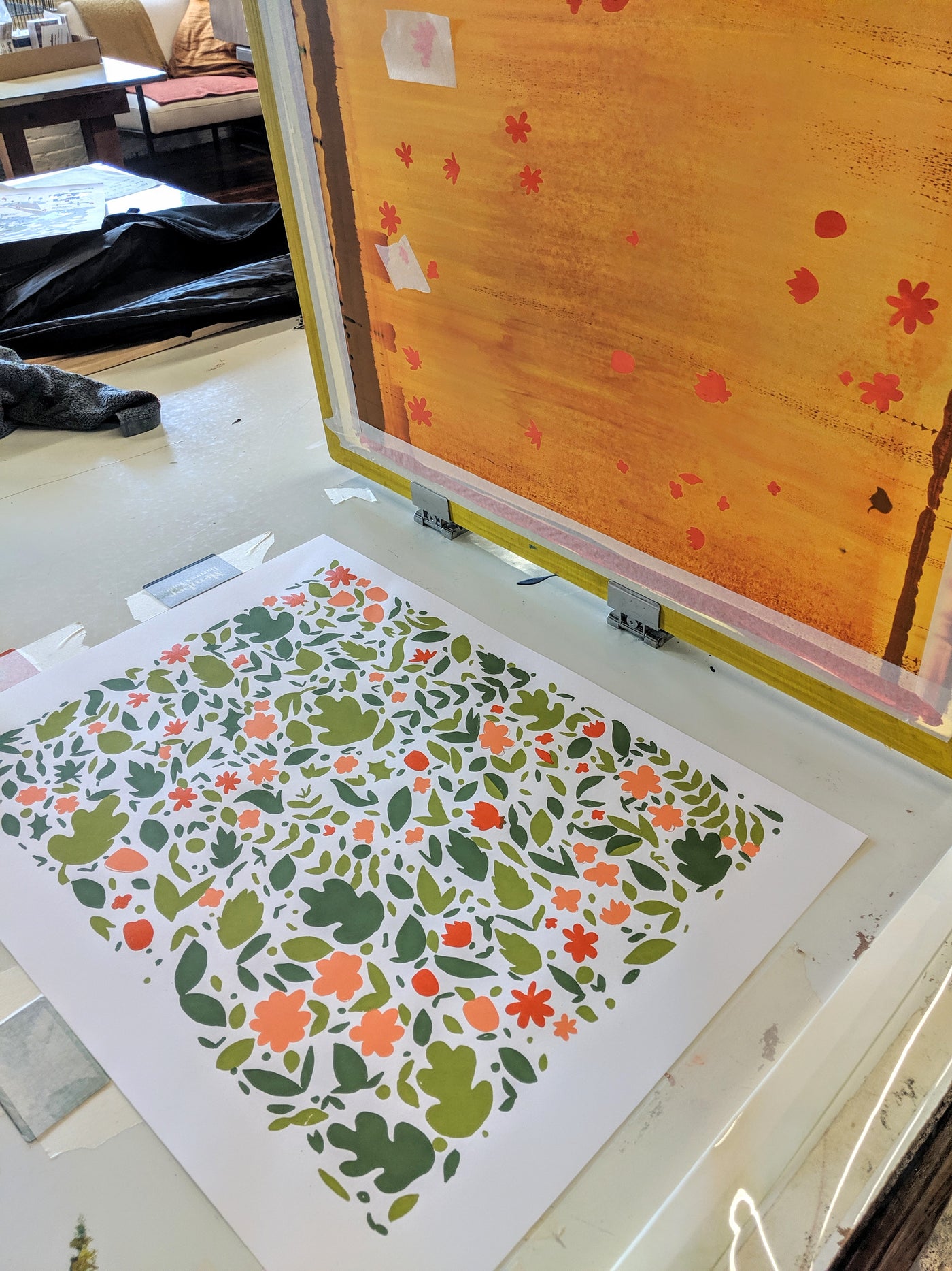 Screenprinting process of the Brainstorm Wild Garden Print - Limited Edition of 50