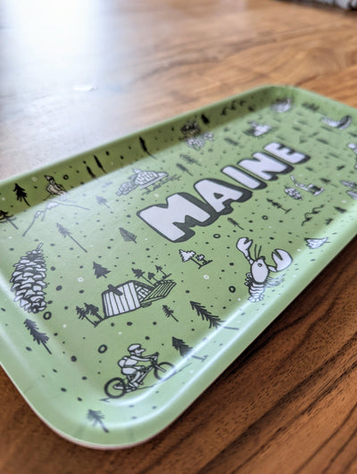 State of Maine Illustrated Birch Trays by Brainstorm