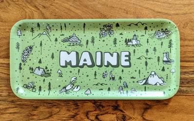 State of Maine Illustrated Birch Trays by Brainstorm