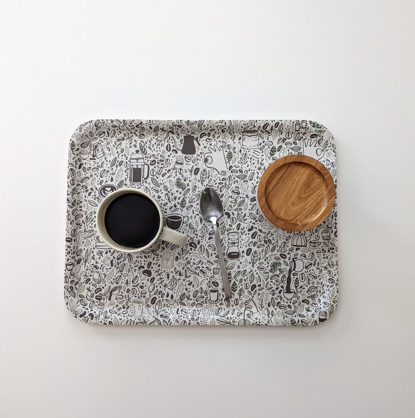 Coffee & Tea Illustrated Birch Trays by Brainstorm
