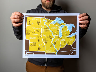 Midwest Map Print by Brainstorm