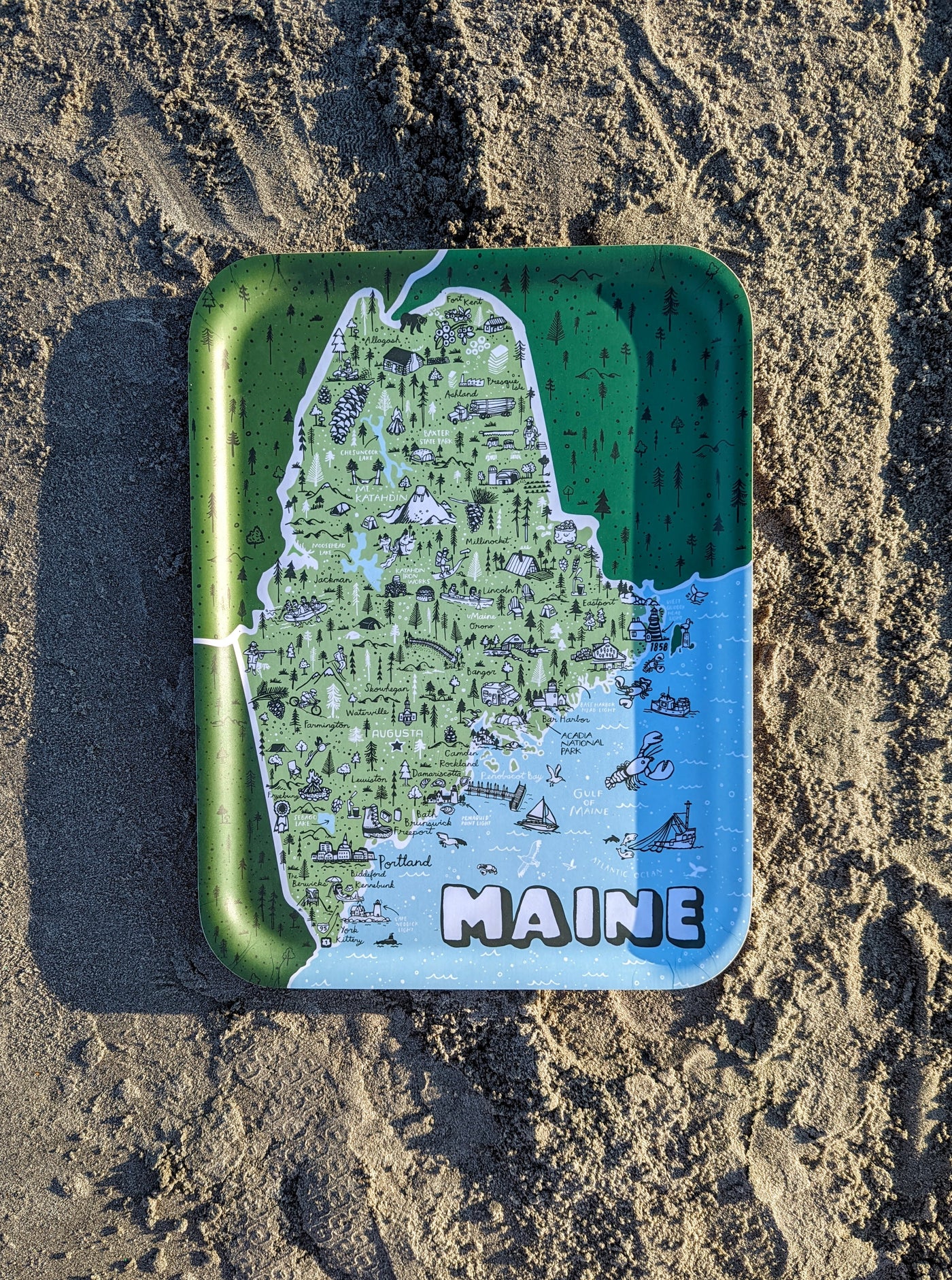 State of Maine Illustrated Birch Trays by Brainstorm