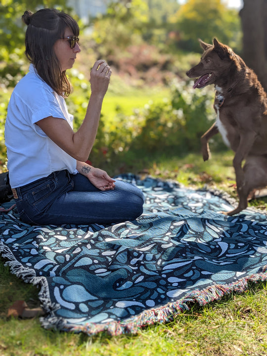 Blue Hues Woven Blanket by Brainstorm